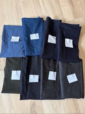 Stretch Denim remnant fabric bundle || 8 cuts of fabric